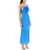 ART DEALER 'Ella' Maxi Slip Dress In Jacquard Satin With Feathers BLUE
