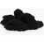 GIABORGHINI Faux Fur Sandals With Velcro Closure Black