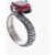 QUINTO EGO Silver Precious Solitaire Ring With Central Stone Red