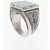 QUINTO EGO Silver Picche Ring With Engravings And Center Stone Black