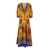 FARM RIO Orange Maxi Dress with Floral Print in Techno Fabric Woman YELLOW
