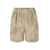 Brunello Cucinelli BRUNELLO CUCINELLI Gathered waist shorts in lexivé linen Ramage Print canvas NATURAL