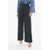 EUDON CHOI Virgin Wool Tandin Wide Leg Pants With Ankle Split And Belt Blue