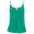 forte_forte Green Top with Spaghetti Straps and V Neckline in Stretch Silk Woman GREEN