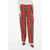 MOLLY GODDARD Wool Wide Leg Half-Lined Tartan Trousers With Zip Red
