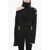 Balmain Cold Shoulder Sweater With Jewel Buttons Black