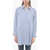Sacai Popeline Cotton Long Shirt With Balanced Stripe Motif Light Blue