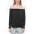 Max Mara Silk Pattino Off-Shoulder Blouse Black