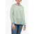 WHYCI Striped Linen Blend Crew-Neck Sweater Green