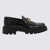 TOD'S TOD'S BLACK LEATHER FRINGED LOAFERS 