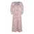 Ganni Long White and Pink Dress with Floreal Print and Puff Sleeves in Cotton Woman PINK