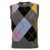 Ganni Grey Vest With Check Motif And Logo Embroidery In Wool Blend Woman MULTICOLOR