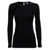 Brunello Cucinelli Brunello Cucinelli Woman'S Long-Sleeved Black Cotton T-Shirt With Monile Crew Neck BLACK