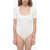 COURRÈGES Short Sleeve Ribbed Bodysuit With Squared Neckline White