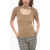 EUDON CHOI Ribbed Top With Cut-Out Details Brown