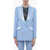 HEBE STUDIO Double-Breasted Bianca Blazer With Satin Details Light Blue