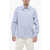 Gucci Spread Collar Cotton Shirt With Balanced Stripe Motif Light Blue