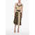 MARINE SERRE White Line Flared Dress With Golden-Print And Belt Black