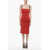 Dolce & Gabbana Viscose Blend Midi Dress With Draped Detail Red