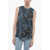 Max Mara S Floral Patterned Dono Silk Tank Top Blue