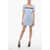 COURRÈGES Short-Sleeved A-Line Dress With Contrasting Band Light Blue