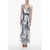 Ermanno Scervino Tie Dye Tulle Maxidress With Jeweled Belt Blue