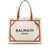 Balmain BALMAIN Handbag in cotton and vegan leather with printed logo BEIGE E MARRONE
