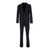 Tagliatore Black Single-Breasted Suit With Logo Pin In Cotton Man BLUE