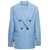 MSGM Light Blue Double-Breasted Jacket With Buttoned Sleeves In Stretch Wool Woman BLUE