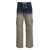 Dolce & Gabbana Blue And Beige Cargo Trousers With Logo Plaque And Gradient Effect In Cotton Denim Man BLUE