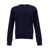 Dolce & Gabbana Blue Crewneck Sweater with Tonal Logo Embroidery in Wool Man BLUE