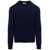 AMI Paris Blue Crewneck Sweater With Ribbed Trim In Cashmere And Wool Man BLUE