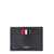 Thom Browne Single Card Holder W/ 4 Bar Applique Stripe In Pebble Grain Leather BLUE