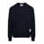 Thom Browne Blue Crewneck Sweater With Logo Patch And Rwb Detail In Cotton Man BLUE