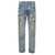 PURPLE BRAND Light Blue Wrinkled Jeans with Rips and Paint Stains in Cotton Denim Man Purple Brand BLUE