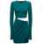 THE ANDAMANE Teal Blue Minidress In Stretch Jersey With Asymmetrical Cut Out Details The Andamane Woman BLUE