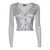 Elisabetta Franchi Cropped silver tricot ribbed sweater Silver