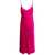 PLAIN Midi Fuchsia Slip Dress with Spaghetti Straps Woman Pink