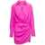 GAUGE81 'Naha' Draped Shirt Mini Hot Pink Dress In Silk Woman Gauge81 Pink