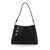 Balmain Black Shoulder Bag With Emblème Motif In Grained Leather Woman Black