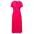 Michael Kors Fuchsia Empire-Style Midi Dress in Pleated Fabric Woman Pink