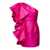 SOLACE LONDON Fuchsia Mini Dress with Ruffles at the side in Techno Fabric Woman Pink