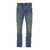 PURPLE BRAND Blue Skinny Jeans With Crinkled Effect In Cotton Blend Denim Man BLUE