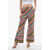 Gucci Cropped Fit Linen Pants With Transversal Stripe Motif Multicolor