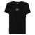 Stella McCartney Stella McCartney Cotton T-Shirt With Front Printed Logo In Velvet Effect Black