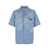 Versace Light Blue Barocco Shirt With Barocco Sea Print In Cotton Denim Man BLUE