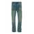 PURPLE BRAND Light Blue Straight Jeans With Crinkled Effect In Stretch Cotton Denim Man BLUE