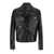 Versace Black Biker Jacket With Zipped Pockets In Smooth Leather Man Black