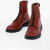 Woolrich Textured Leather Combat Boots With Back Zip Red