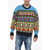 DSQUARED2 Mohair Blend Ciro Sweater With Graphic Embroidery Multicolor